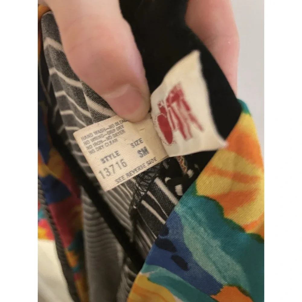 Vintage Striped Tropical Trim Swim Cover‎ Up Robe duster Small